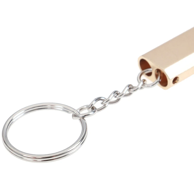 

5.5* 1.5* 0.8cm Alloy Aluminum Emergency Survival Whistle Outdoor Camping Hiking Accessory Tool W/Keychain