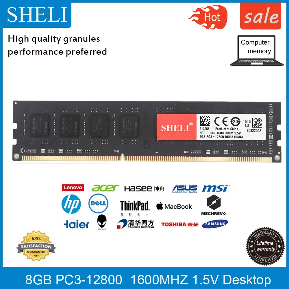 SHELI 8GB PC3-12800 DDR3 1600MHz 1,5 V 240pin оперативная Память DIMM настольная память низкой плотности