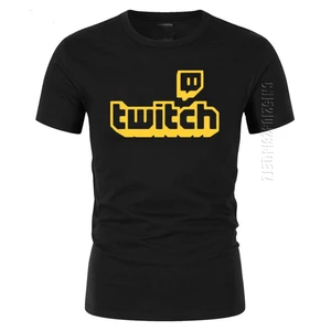 Twitch Tv 100% хлопковая футболка Фиолетовый игровые Топ Мужская футболка геймер Fathers Day вентилятор подарки негабаритных Для мужчин футболки с круглым вырезом