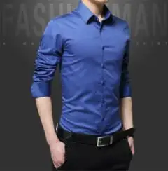 

2018 spring and autumn fashion business leisure slender sleeve shirt youth pure color men's shirt DY-240