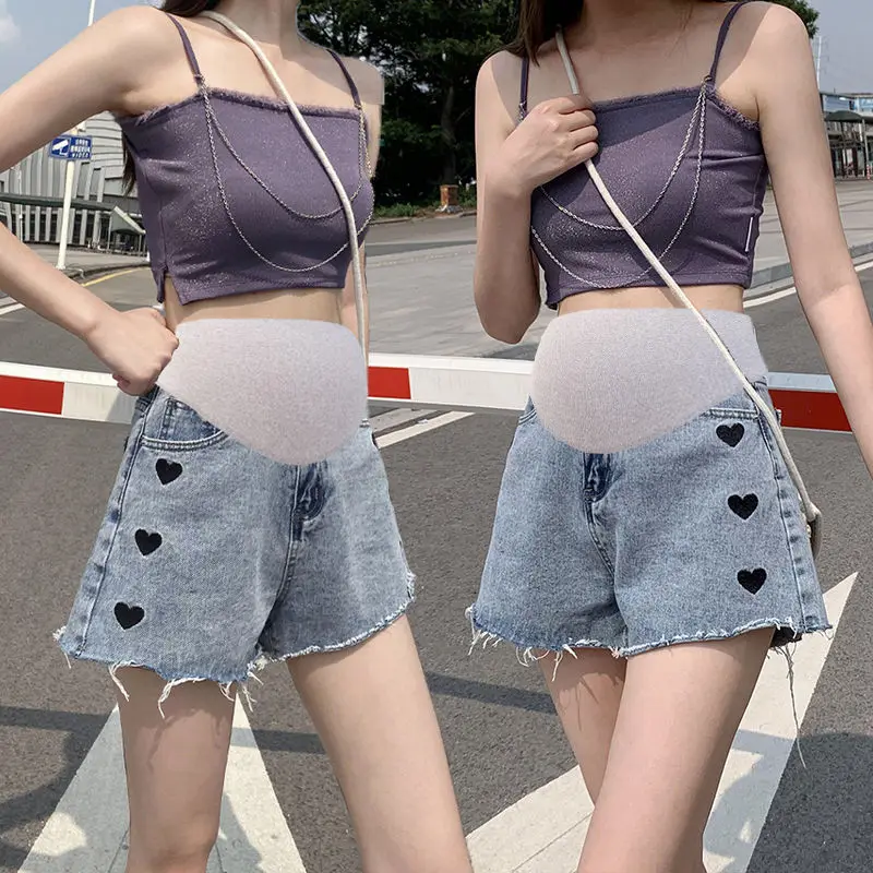 

Pregnant Women's Shorts Summer Wear High-Waisted Denim Shorts Summer Wear New Spring Loose Pants for Pregnant Clothes