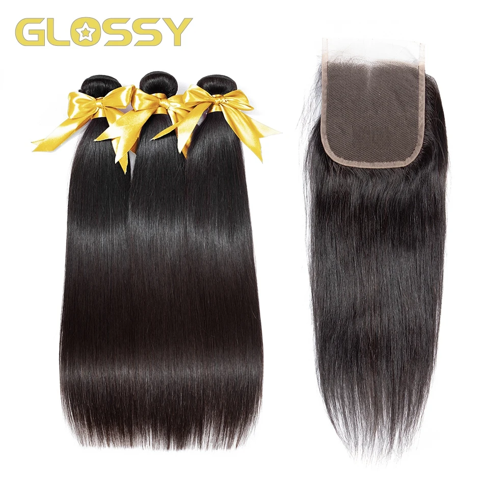 Прямые волосы 3 пряди с застежкой для черный Для женщин бразильский Реми