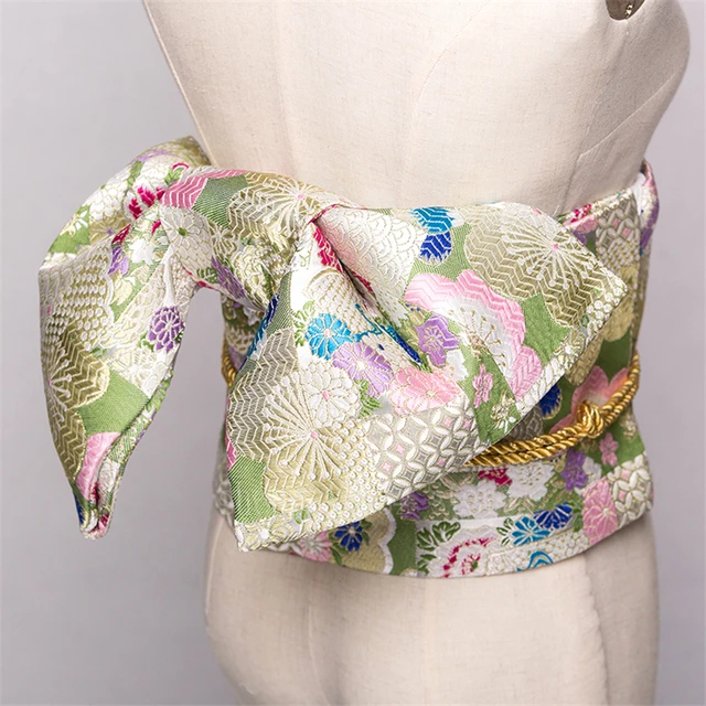 

15Colors Traditional Japanese Yukata Kimono Obi Belt Floral Print Cummerbunds Bow-knot Noble Retro Japanese Waistband