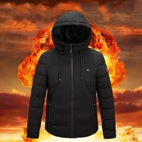 usb smart electric heating jacket cotton clothing 2021 big size 6xl patchwork waterproof automatic heating jackets thick coat