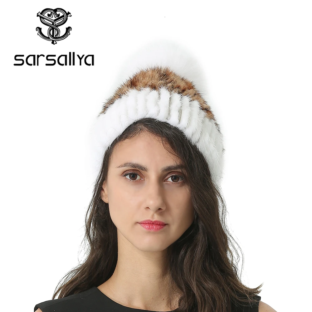 Зимняя Шапка Женская Норка Вязаная Женские Шапки Из Вязаной Норки Зимние Шапочки