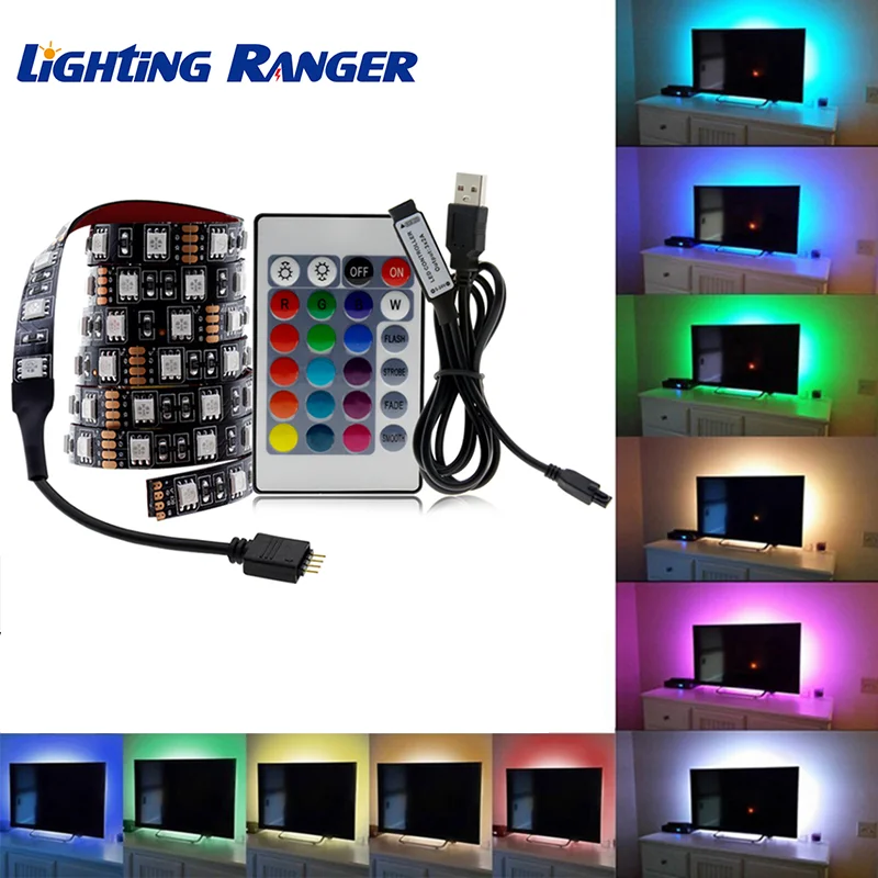 USB Power TV Светодиодная лента светильник 2835 5050 RGB Неоновый ТВ экран подсветка Декор 1
