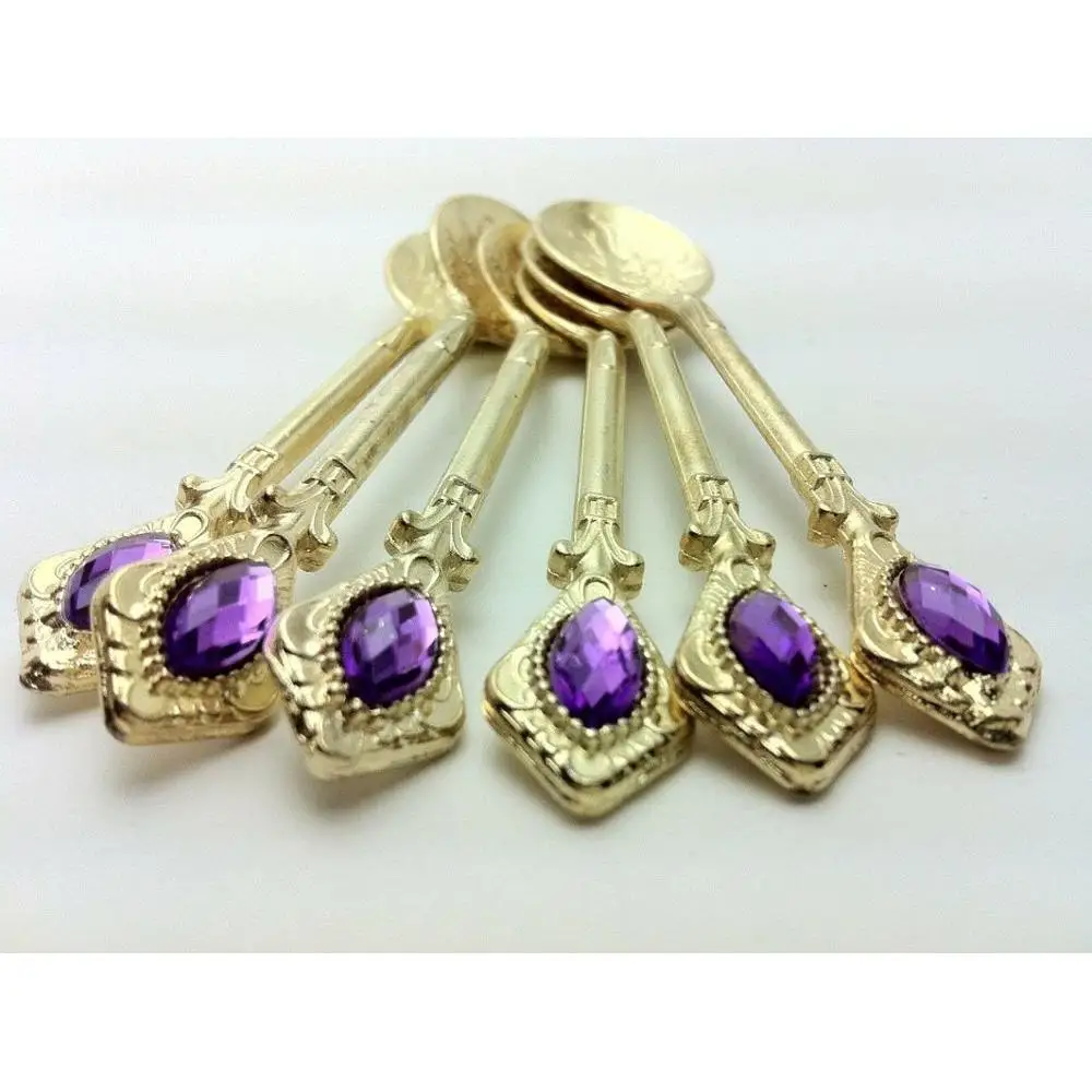 Чайные ложки 6 шт. декоративные подарочные Кристаллы Красочный античный вид