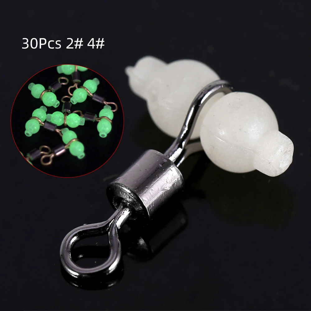 30 шт 2 #4 # светящиеся рыболовные Вертлюги роликовых вертлюгов крюк разъемы