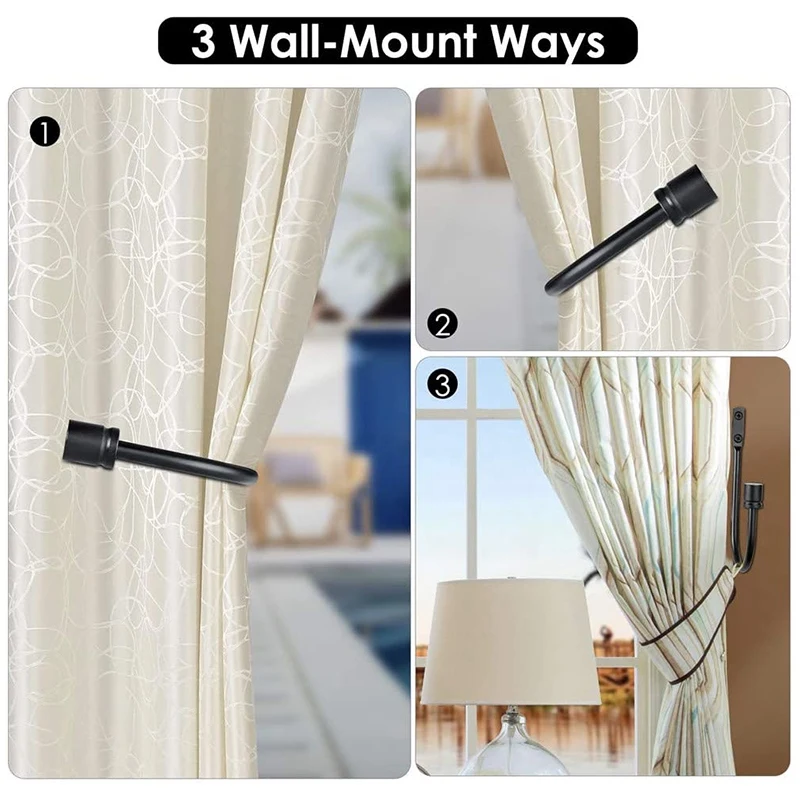 

Curtain Holdbacks, 4PCS U Shaped Hook Wall Mounted Tassel Curtain Tieback Hook Drapery Tiebacks Curtain Accessories