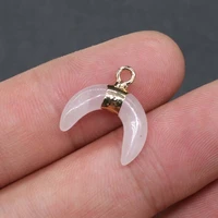 natural stone pendant moon shape rose quartzs crystal exquisite charm for jewelry making diy necklace earrings accessories