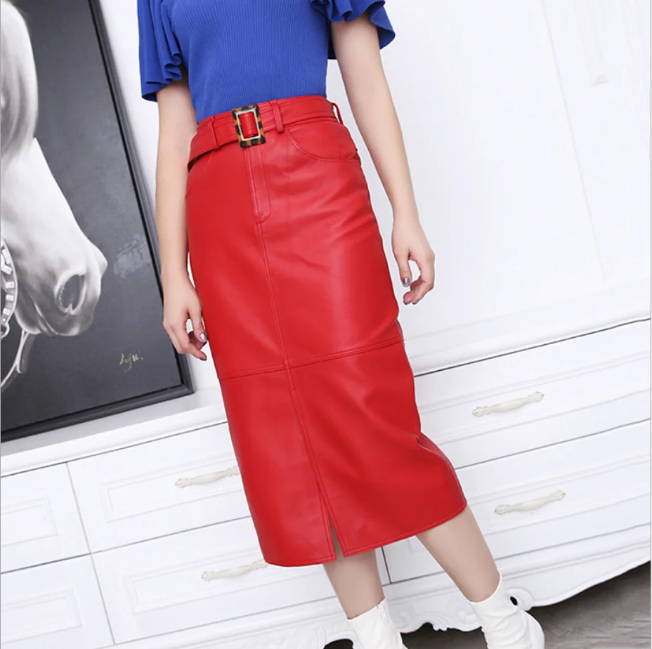 Прямая продажа с фабрики 2020 Новый стиль Женская юбка из натуральной кожи Средняя