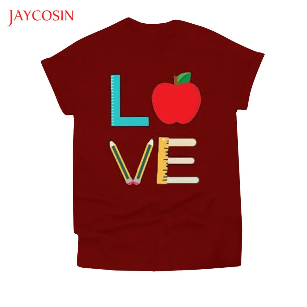 Jaycosin Love Apple футболки для женщин День Святого Валентина хлопковые повседневные