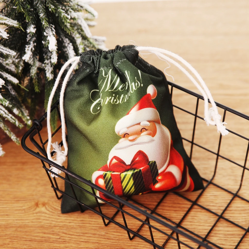 Christmas Gift Candy Bags Canvas Santa Drawstring Sack Party Club Festival Use Bags