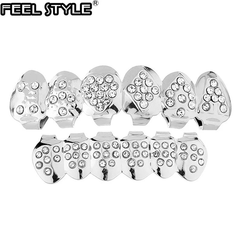 Набор для хип-хопа многоцветные зубы кубический цирконий сплав верхняя и нижняя