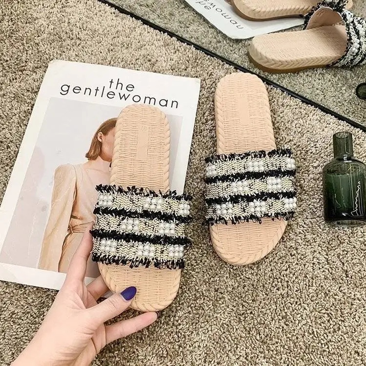 

2021 New Summer Slippers Women's Outdoor Wet Water Girl's Heart Beaded Fashion Sandals Slippers