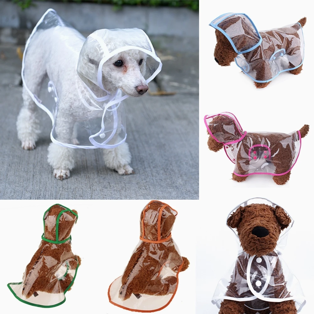 Водонепроницаемый собака плащ с капюшоном прозрачная ПЭТ собаки для щенков