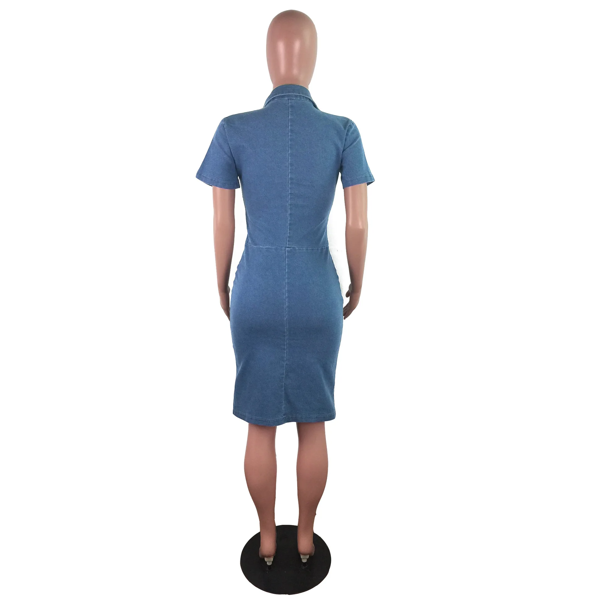 

Wholesale sexy denim dress for women summer short sleeve single-breasted high waist bodycon mini dress street lounge wear