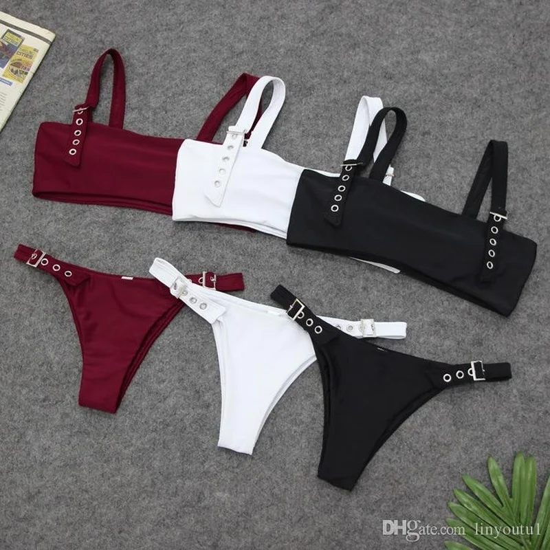 

Summer Women Solid Bikini Set Push-up UnPadded Bra Swimsuit Swimwear Triangle Bather Suit Swimming Suit