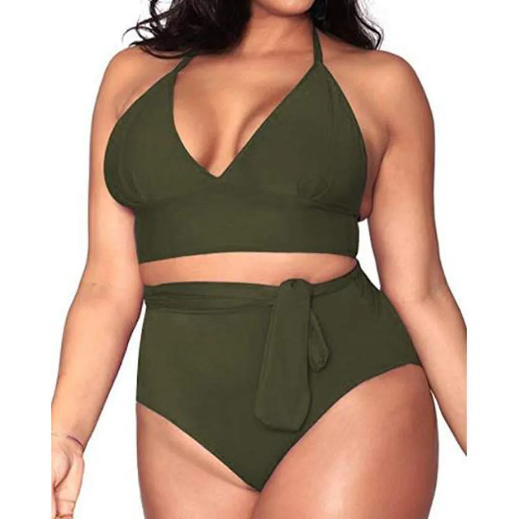 

Women's Plus Size High Waisted Tummy Control Swimwear Swimsuit Full Coverage stroje kapielowe damskie