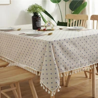 blue daisy tassel tablecloth pastoral picnic cotton and linen printed tablecloth tablecloth cover towel