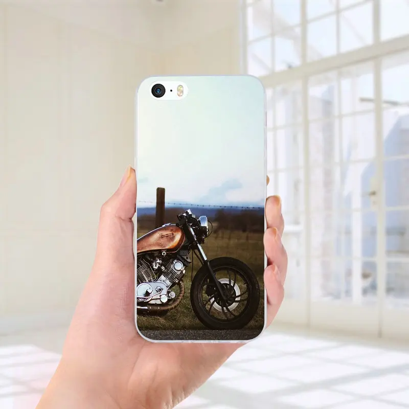 Мягкие силиконовые чехлы из ТПУ для телефонов iPhone X XR XS Max 8 7 6S 6 Plus 5 5S SE 5C 4S 4 Shell классический мотоцикл дизайн