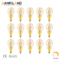 ganriland 15pcs g40 dimmable edison led light bulb 110v 220v 1w e27 led filament string lamp amber warm 2200k for home bar shop