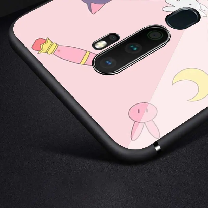 

Cute sailor moon for OPPO Reno 2 Z 2Z 2F 3 4 Pro 5G F7 A5 A9 2020 Super Bright Black Phone Case Soft Cover Shell
