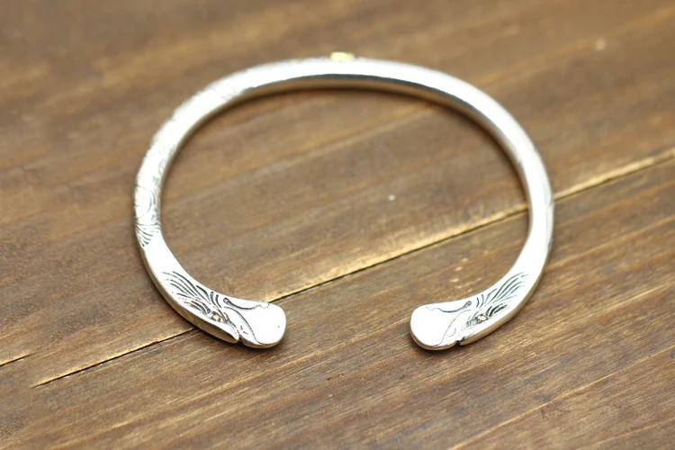 Открытый браслет из серебра S925 пробы персонализированный ретро-браслет в стиле