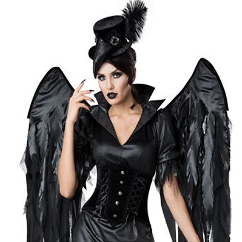 Новинка 2019 костюм для косплея Хэллоуина ролевых игр девушек Черный ангел