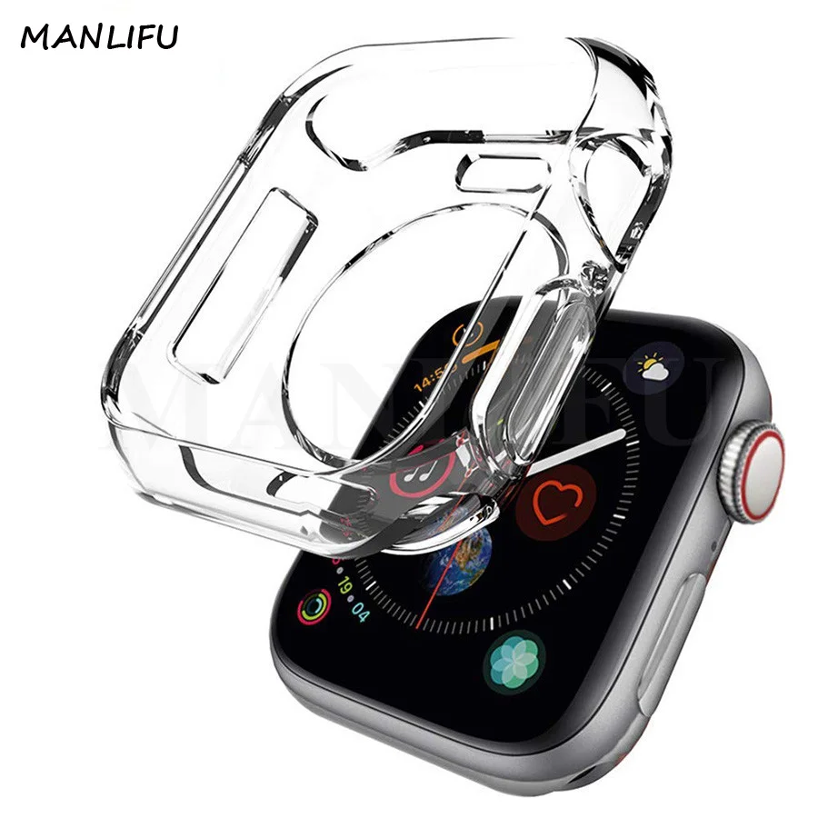 Ультратонкий Мягкий силиконовый чехол с прозрачной рамкой для Apple Watch series 4 44 мм 40