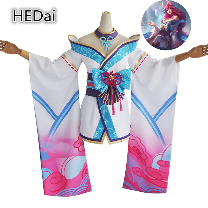 

Лидер продаж, размер на заказ! Новый костюм для косплея LOL Ари из игры Skin Spirit Blossm полный комплект Рождественский подарок кимоно женское плать...