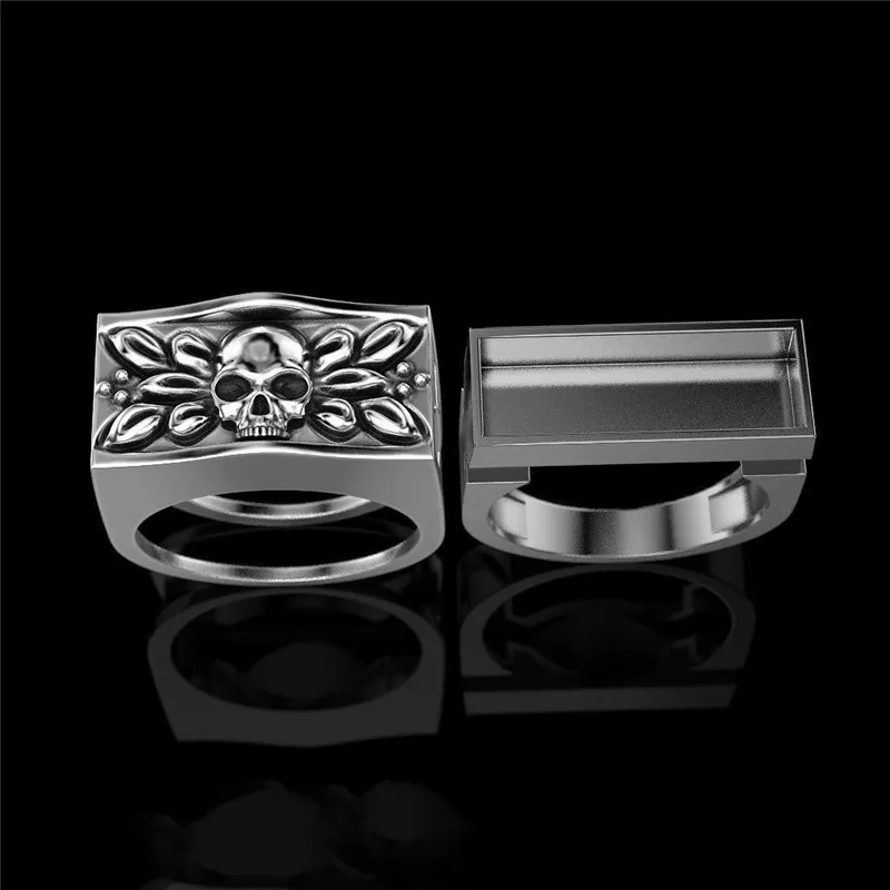 Винтажное серебряное кольцо в стиле панк с черепом набор мужских модных съемных