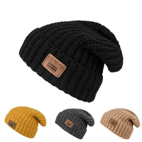 winter thick knitted skullies beanies winter letter hat soft hip hop hat for men women casual beanies bonnet unisex solid cap
