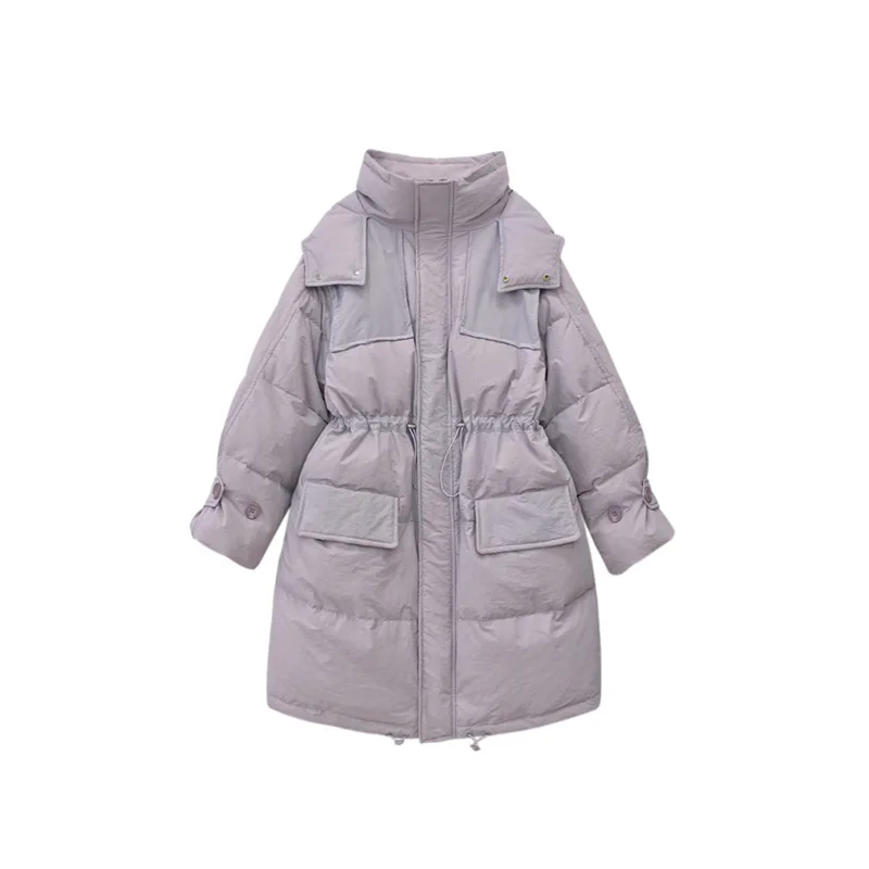 

Новинка 2021, зимняя куртка на белом утином пуху 90%, женские длинные теплые парки с капюшоном, Женская однотонная куртка-пуховик, зимняя верхняя одежда