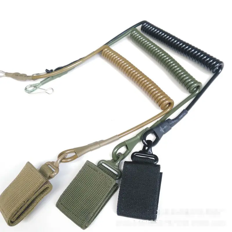 

Molle Airsoft coil sling military backpack hunt pistol tool elastic belt spring rope lanyard strap bag gun handgun shooting