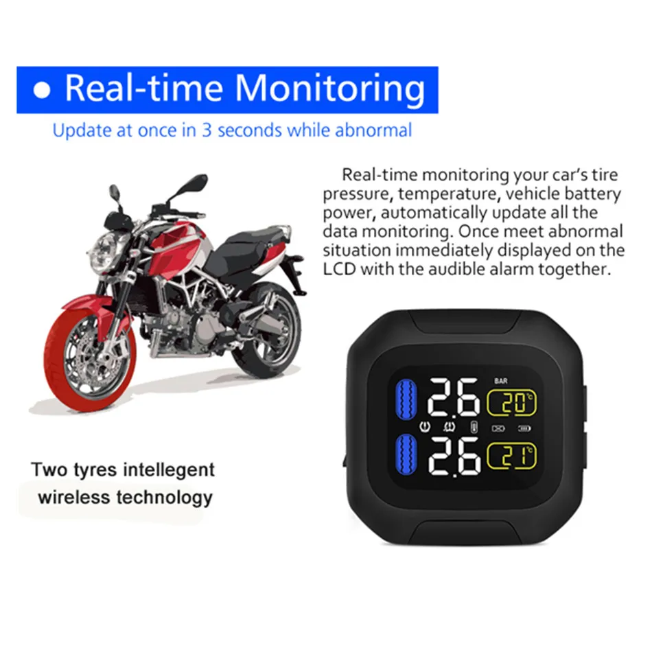 Оригинальный CAREUD беспроводной мотоцикл TPMS система контроля давления в шинах
