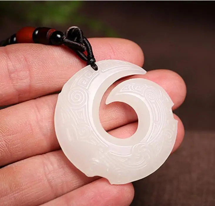 Натуральный драгоценный камень Hetian нефритовый пончик ожерелье с пересылкой