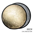 Круглый многодисковый отражатель SH 24 дюйма (60 см) 2-в-1, светильник с сумкой, портативный складной серебристый и золотой для фотостудии