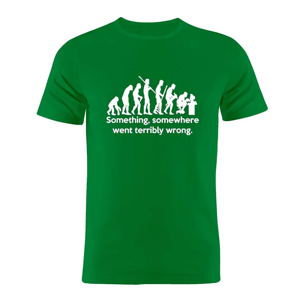 Футболка унисекс 100% хлопок эволюция что-то пошло в ужас неправильный разработчик