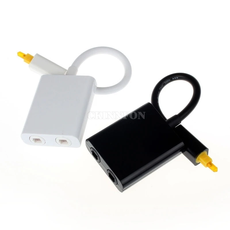 

50pcs Digital Toslink Optical Fiber Audio Cable 1 Male to 2 Female Toslink Splitter Adapter 18cm black white for CD DVD Player