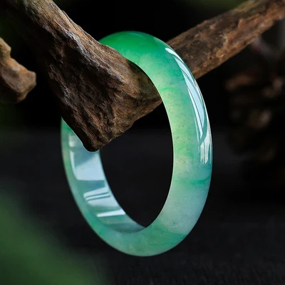 

Zheru Jewelry Natural Burmese Jadeite Light Green 54-64mm Bracelet Elegant Princess Jewelry Best Gift