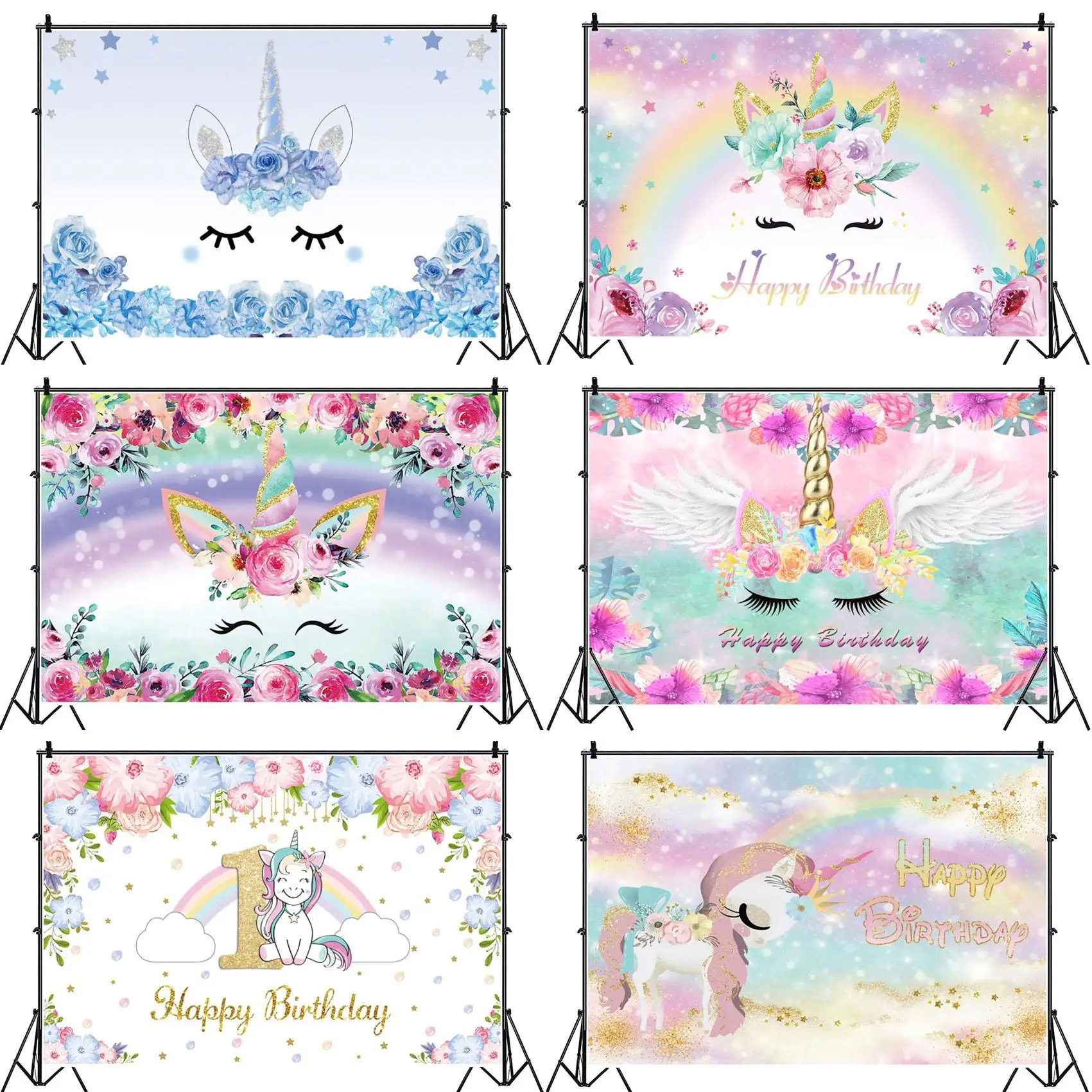

Baby Birthday Photo Backdrop Photocall Child Unicorn Party Decor Customized Photographic Background For Photo Studio Props