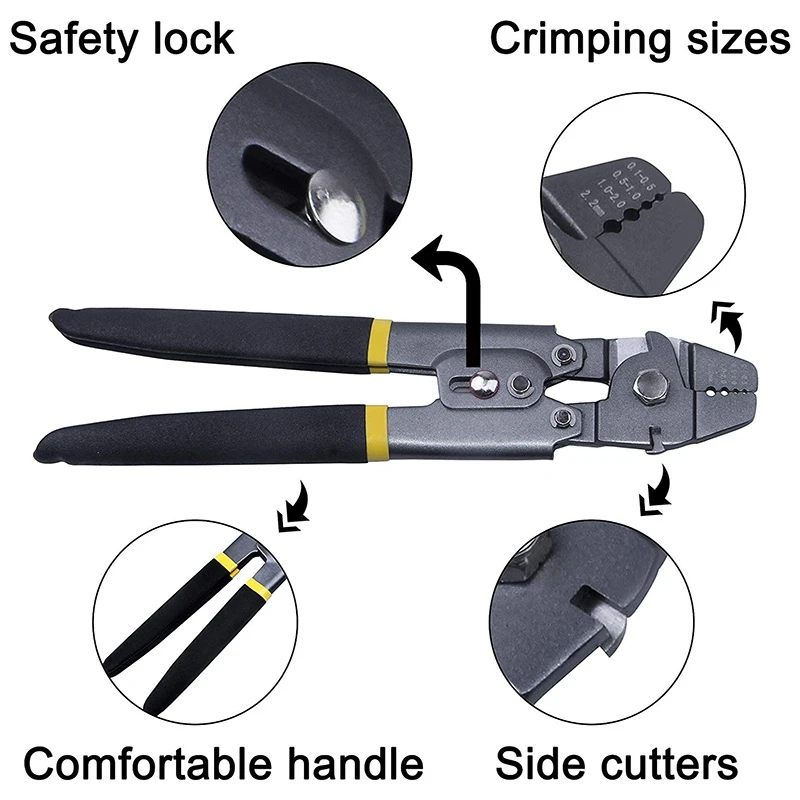 

Fishing Crimping Pliers Heavy Duty Wire Rope Crimping Tool Crimp Sleeves 0.1mm-2.2mm
