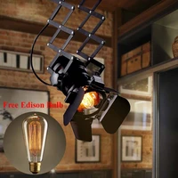 black retro style american loft industrial light with e27 edison bulb cafe loft vintage iron lamp lighting for living room bar