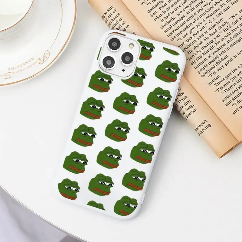 

Cool Funny Frog Pepe Phone Case Candy Color White for iPhone 11 pro XS MAX 8 7 6 6S Plus X 5S SE 2020 XR