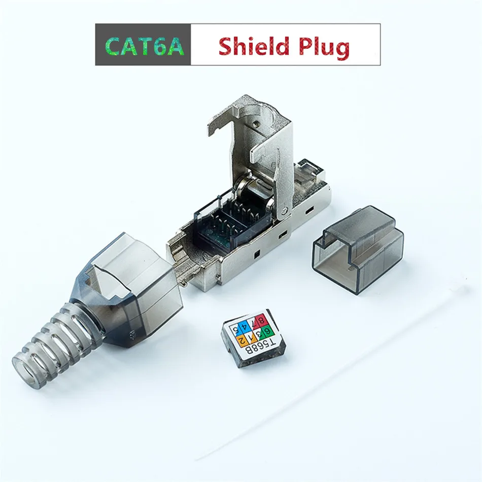Разъем RJ45 Cat6A Ethernet RJ 45 Cat 6A штекер цинковый сплав металлический экран 8P8C