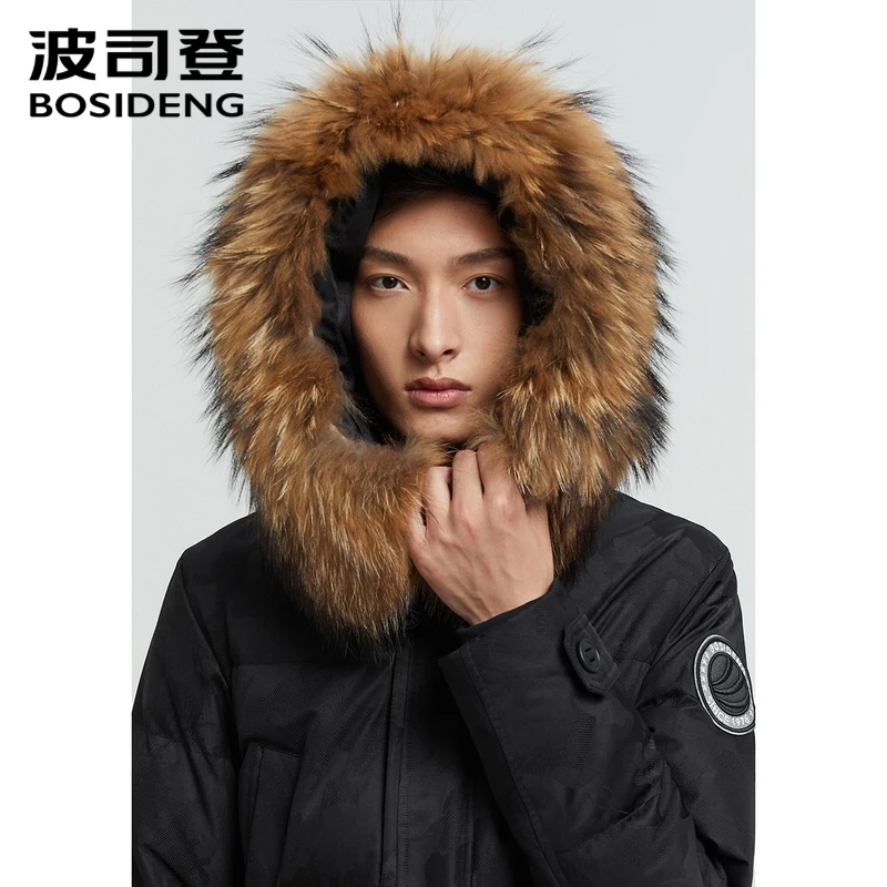 

BOSIDENG 2020 new winter down jacket men extremely cold -30℃ X-long goose down coat warm outdoor hooded natural fur B00142313