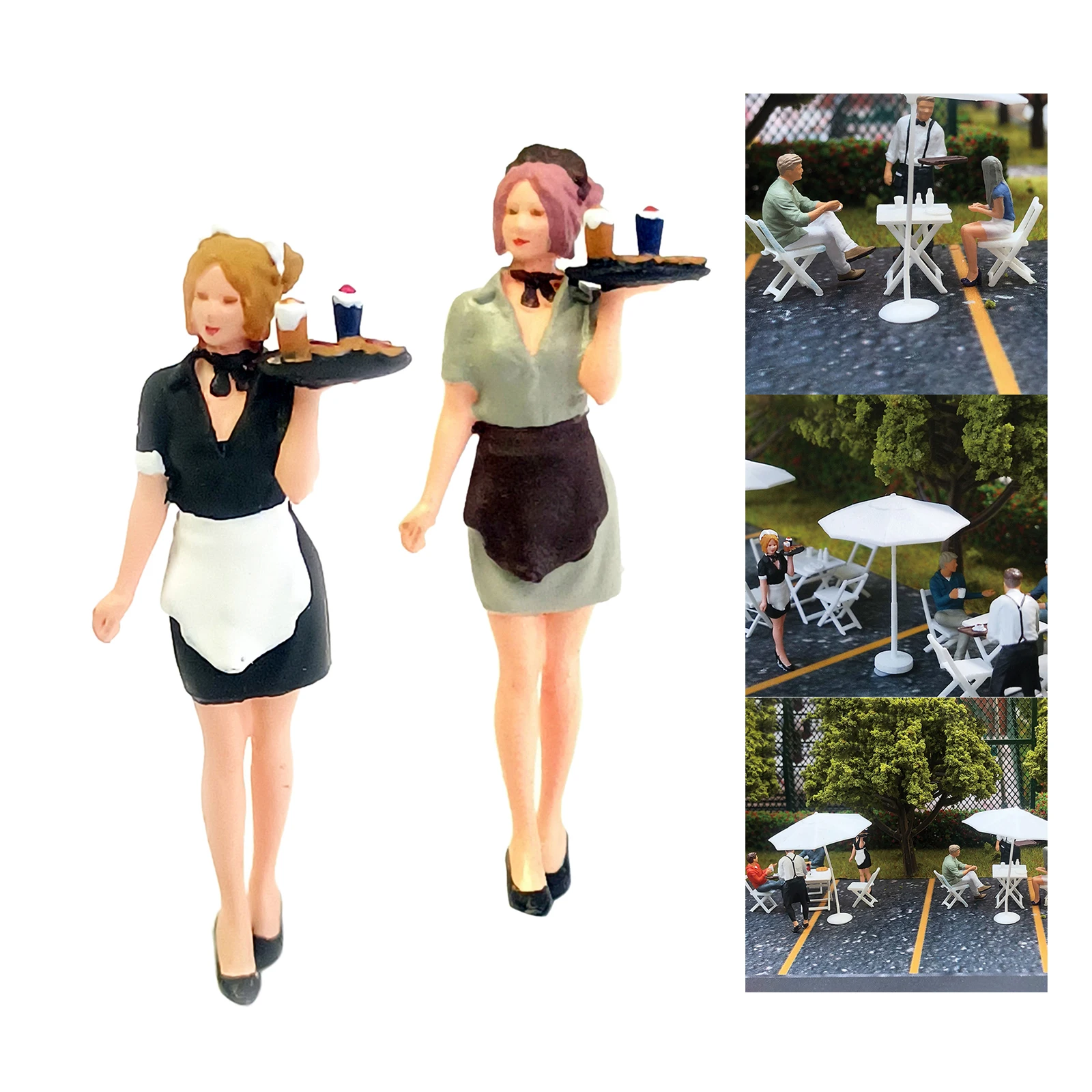 

2 PCS Race Medal 1:64 Scale Painted Waitress Character Scene Railway