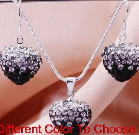 2 компл./лот разноцветные смешанные бусины градиент сердце набор серьги ожерелье