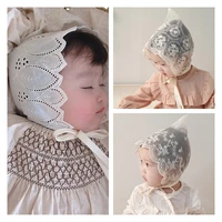 baby girls lace caps hats korean japan newborn baby photography prop flower bonnet hat kid princess white cotton hat accessories